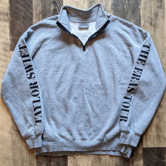 Taylor Swift Eras Tour Quarter Zip Fleece Sweatshirt Gray Medium - Picture 2 of 8
